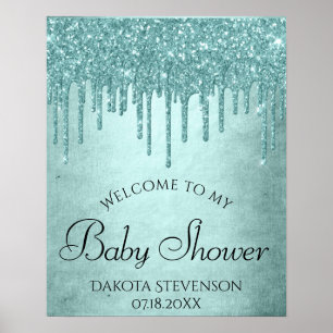 Poster Pailletage de menthe qui coule Douche de fusion