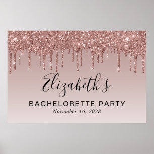 Poster Pailleté Rose Gold pour Enterrement de Vie de Jeun