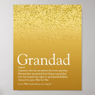 Poster Paillettes dorées Amusant Grand-père Papi Papa Déf
