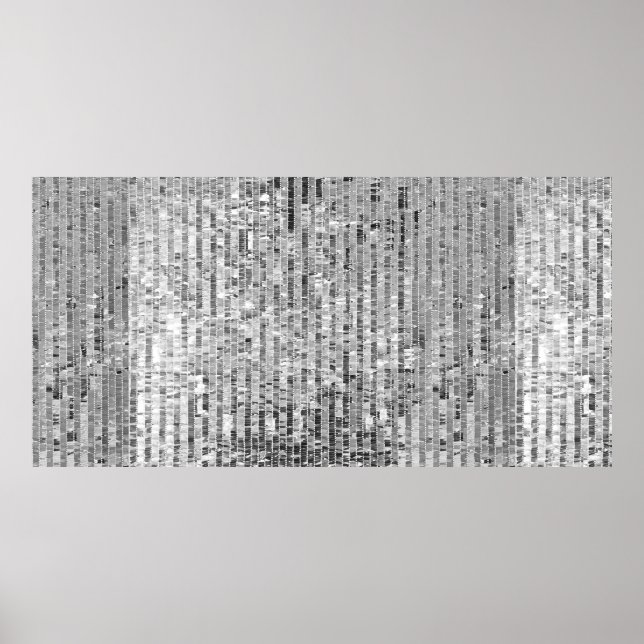 Poster Paillettes en argent motif transparent (Devant)