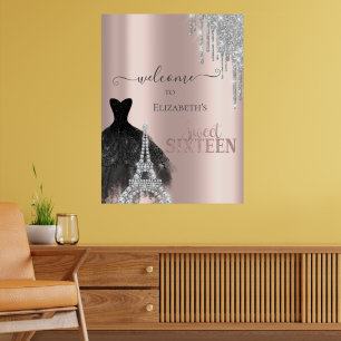 Poster Paillettes qui coulent, Robe, Tour Eiffel Sweet 16