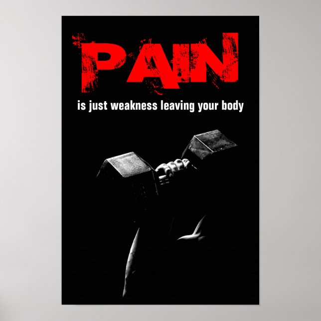 Poster Pain Bodybuilding Fitness Inspirational Dumbell (Devant)
