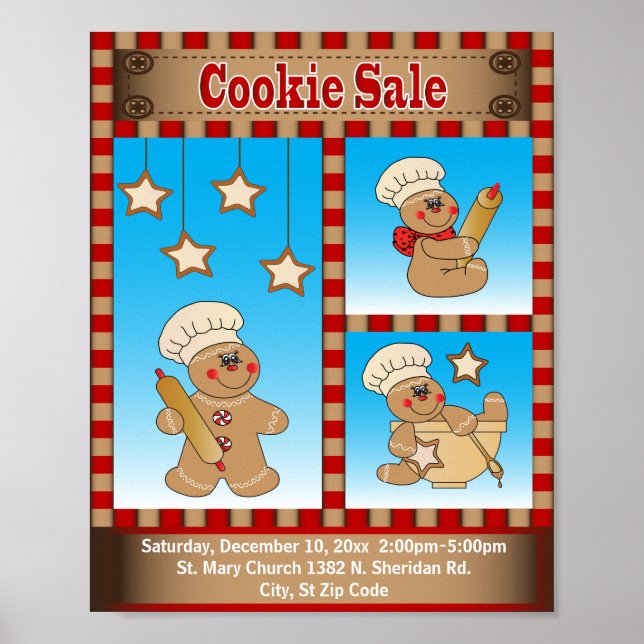 Poster Pain d'épice biscuit Faire-part de vente de gâteau (Devant)