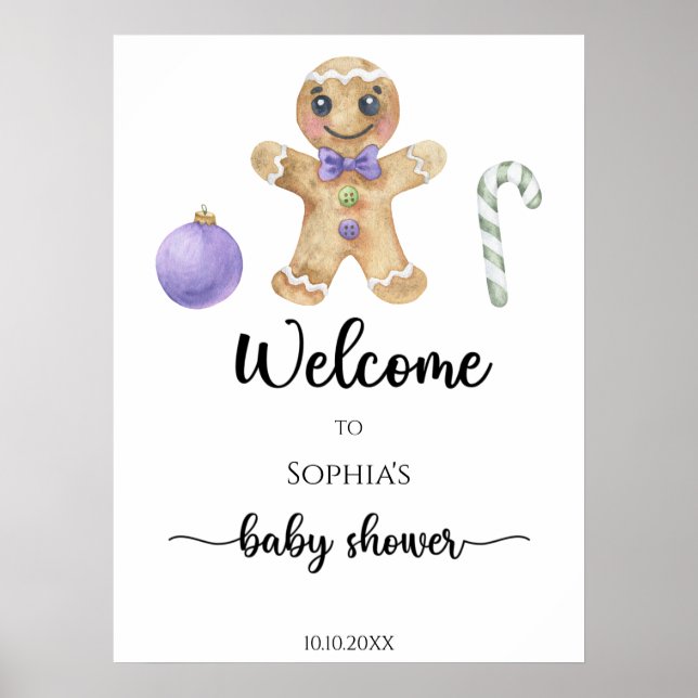 Poster Pain d'épice homme baby shower carton mousse (Devant)