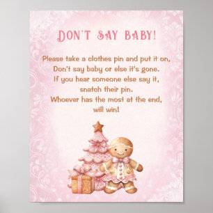 Poster Pain d'épices Baby shower rose Ne pas dire Baby Ga
