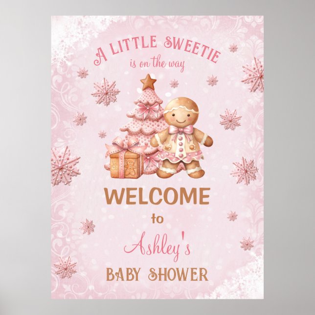 Poster Pain d'épices Homme Fille Baby shower de Noël Post (Devant)