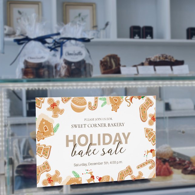 Poster Pain d'épices Noël Boulangerie Vente de vacances (Gingerbread Xmas Bakery Holiday Sale Poster)