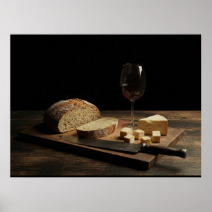 Poster Pain, Fromage, et Vin