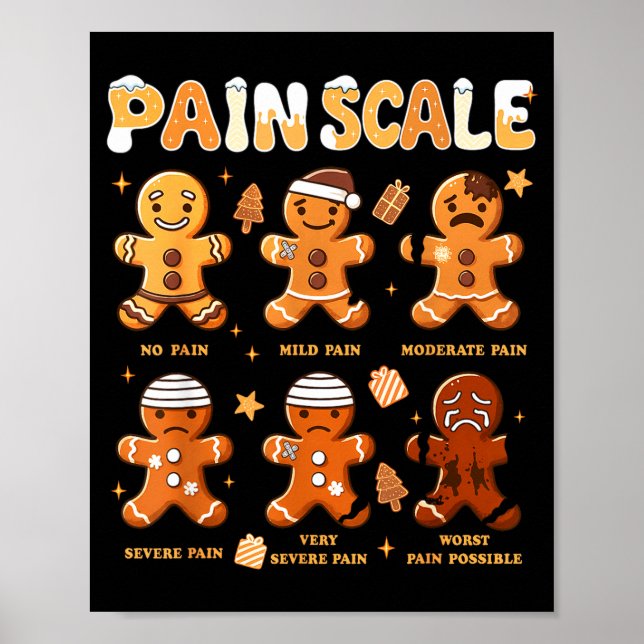 Poster Pain Scale Funny Gingerbread Man Christmas Nurse H (Devant)