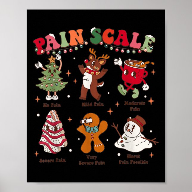 Poster Pain Scale Retro Christmas Nurse Triage And Pain E (Devant)