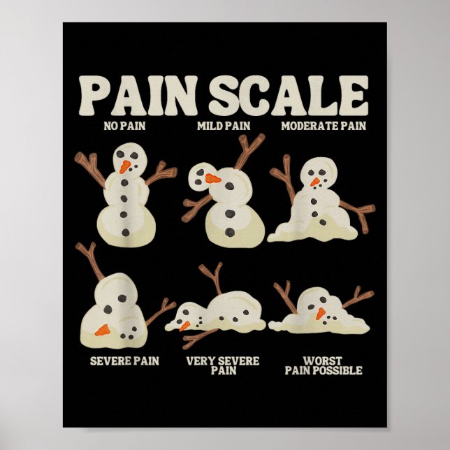 Poster Pain Scale Snowman Nurse Christmas Xmas Snow Pajam (Devant)