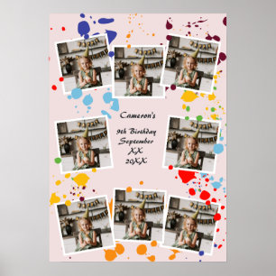Poster Paint Drops 9th Birthday Party Photo Collage