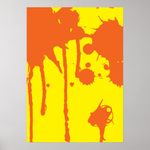 Poster Paint Splatter Orange