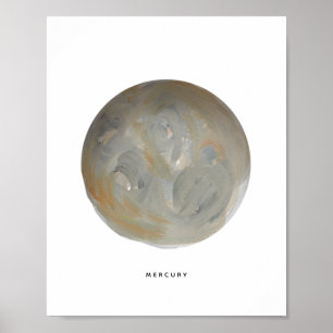 Poster Painted Planet Mercury Art Print