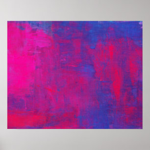Poster Painting Magenta and Blue Abstract