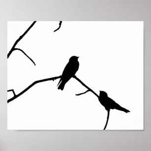 Poster Paire d'avirage noir et blanc en silhouette