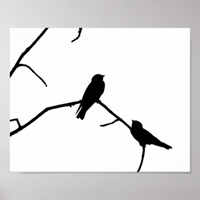 Poster Paire d'avirage noir et blanc en silhouette (Devant)