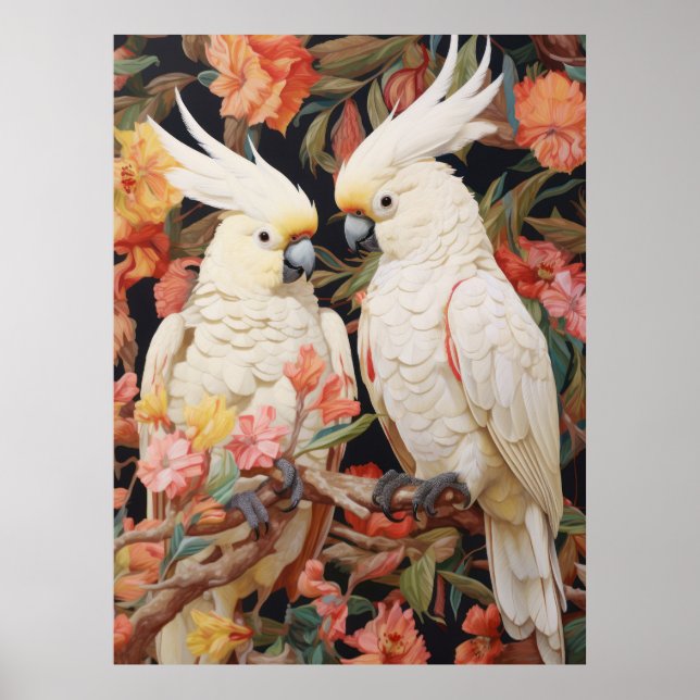 Poster Paire de Cockatoos (Devant)
