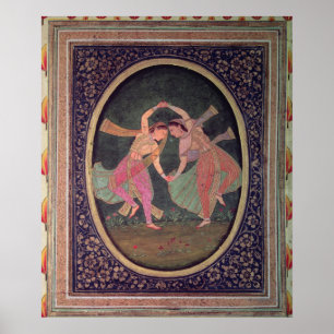 Poster Paire de filles dansantes exécutant un Kathak