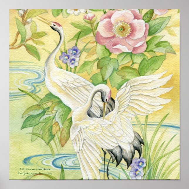 Poster Paire de grues Imprimer (Devant)