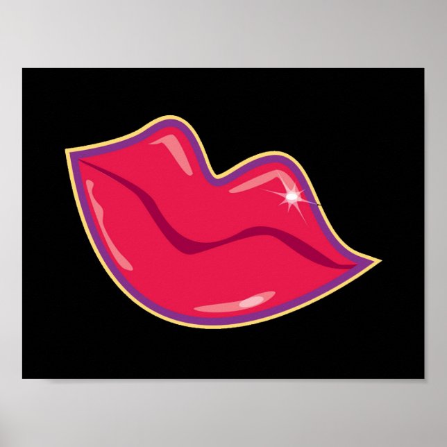 Poster Paire de lèvres rouges cerises (Devant)