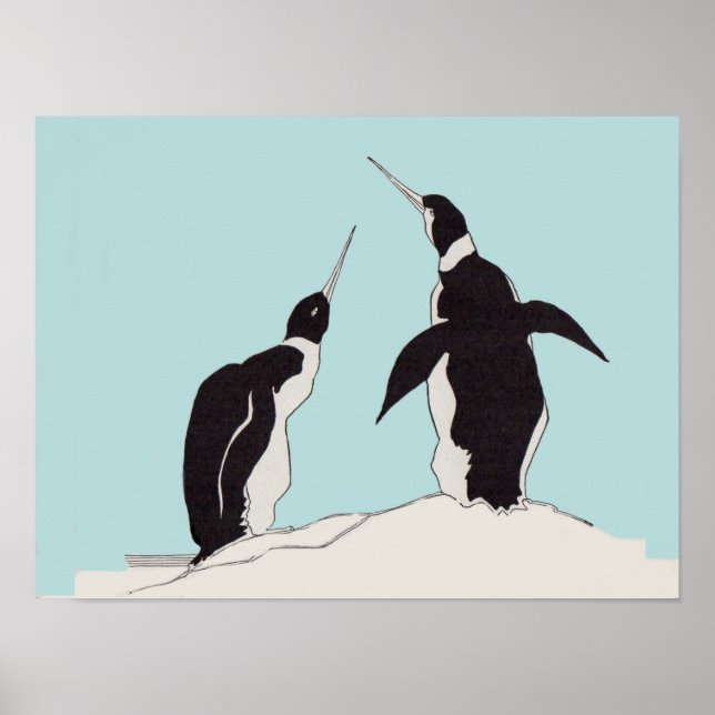Poster paire de pingouins (Devant)