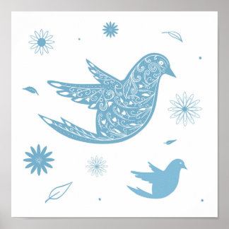Poster Paisley Blue Bird