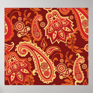 Poster Paisley, fleurs : motif sans couture décorative