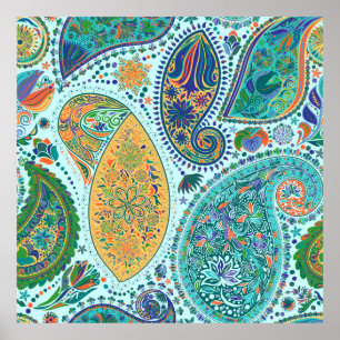 Poster Paisley motif floral vintage motif ethnique sans c