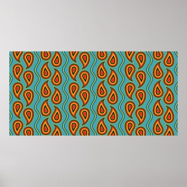 Poster Paisley motif, tissu ornemental texture indienne s (Devant)