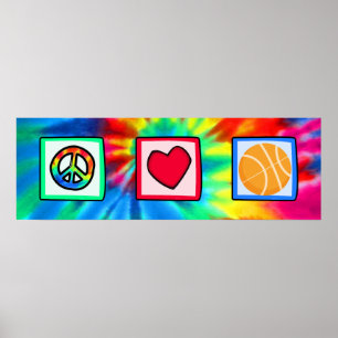 Poster Paix, Amour, Basket-ball