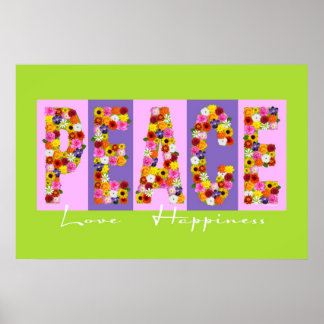 Poster Paix, Amour, Bonheur
