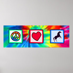 Poster Paix, Amour, Chevaux
