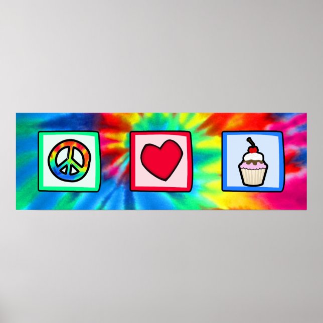 Poster Paix, Amour, Cupcakes (Devant)