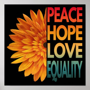 POSTER PAIX AMOUR ESPOIR ÉGALITÉ