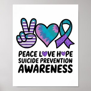 Poster Paix Amour Espoir Prévention du Suicide Tie Dye Se