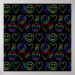 POSTER PAIX, AMOUR ET BONHEUR