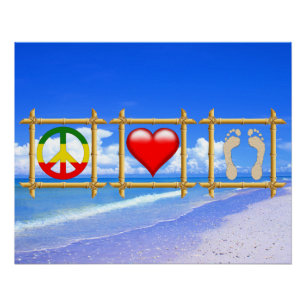 Poster Paix, Amour Et Pieds De Sable