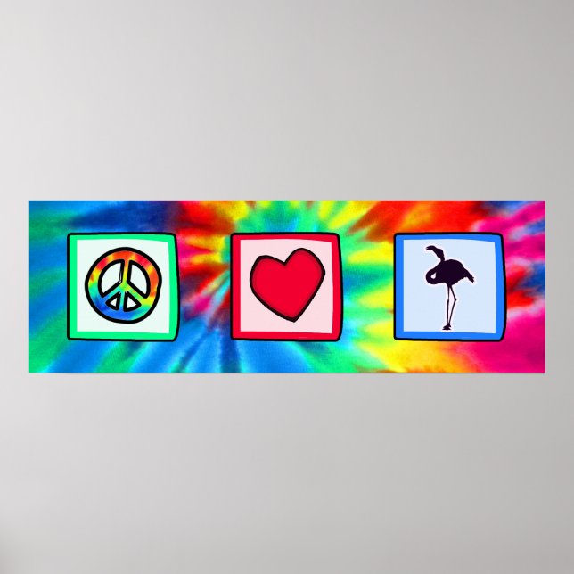 Poster Paix, Amour, Flamants roses (Devant)