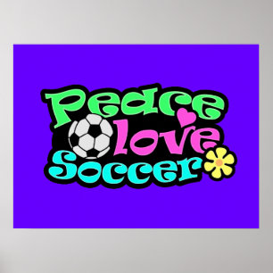 Poster Paix, Amour, Football ; Rétro
