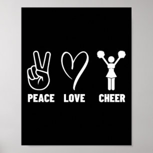 Poster Paix Amour Joie Fière Pom-Pom Girl Femme Cheerlead