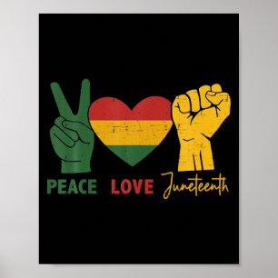 Poster paix amour Juneteenth avec cœur de drapeau africai