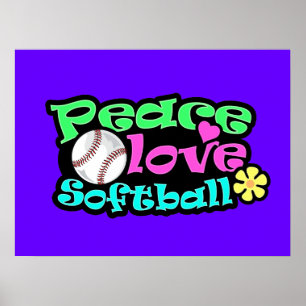 Poster Paix, amour, le base-ball