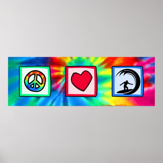 Poster Paix, Amour, Surf (Devant)