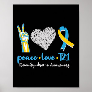 Poster Paix Amour T21 Débit de sensibilisation au syndrom