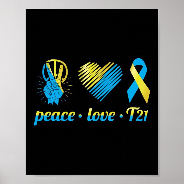 Poster Paix Amour T21 Débit de sensibilisation au syndrom (Devant)