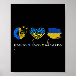 Poster Paix Amour Ukraine Couleurs du drapeau ukrainien U