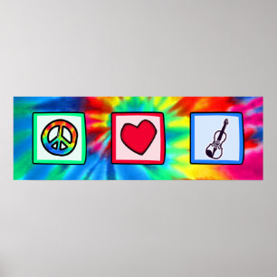 Poster Paix, Amour, Violons