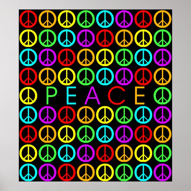 Poster PAIX colorée avec signes de paix (Devant)