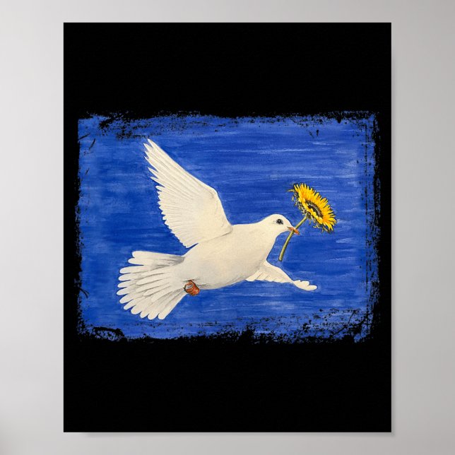 Poster Paix de colombe pour l'Ukraine Tournesol Ukraine R (Devant)